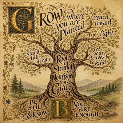 a tree in nature — Lettering Art Style