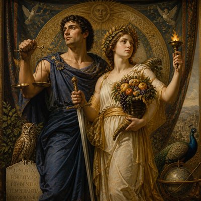 portrait of two people together — Allegory Art Style