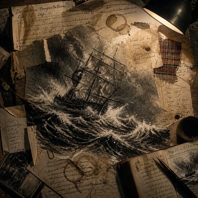 sailing ship on a stormy sea