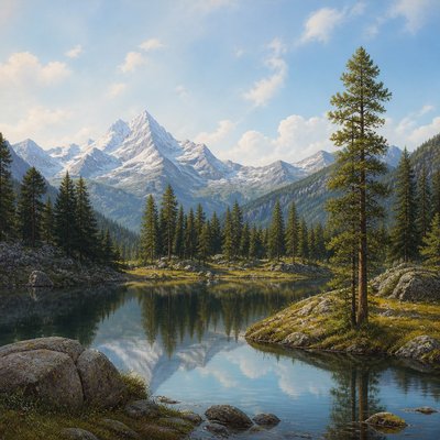 wide landscape with natural scenery — Photorealistic Figurative Art Style