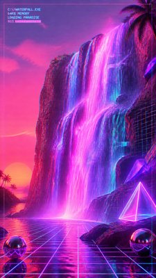 towering waterfall cascading down a cliff