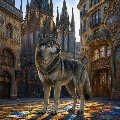 animal standing in natural pose — Prague Art Style