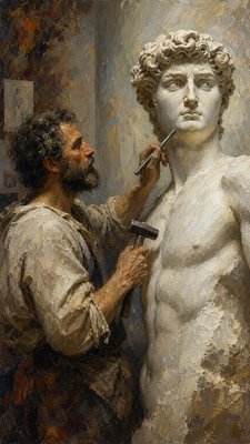 Michelangelo carving sculpture of David