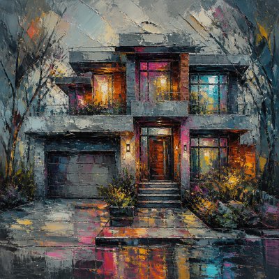 house with front view — Urban Impressionism Art Style