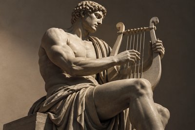 ancient greek athlete playing the harp