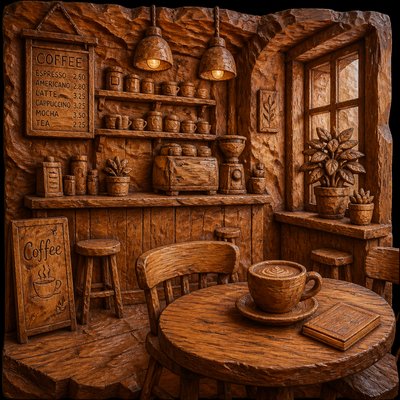 cozy cafe interior with warm lighting
