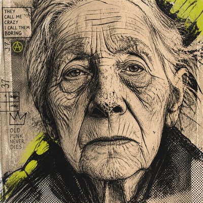 close-up portrait of an elderly person with expressive weathered features