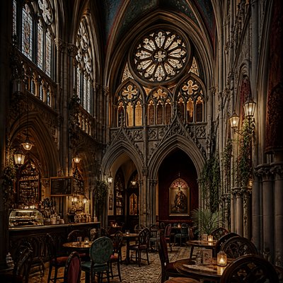cozy cafe interior with warm lighting