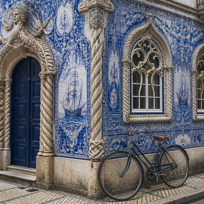 bicyle resting against a wall — Lisbon Art Style