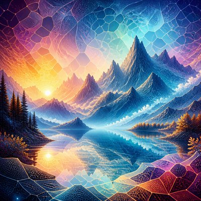 serene landscape with mountains and water