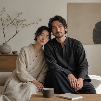 portrait of two people together — Japandi Aesthetic