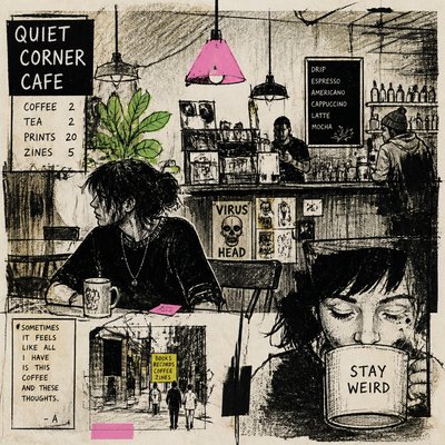 cozy cafe interior with warm lighting