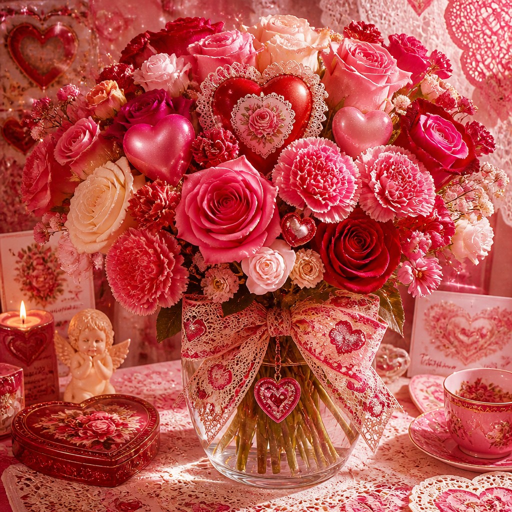 bouquet of flowers in a glass vase — Lovecore Aesthetic