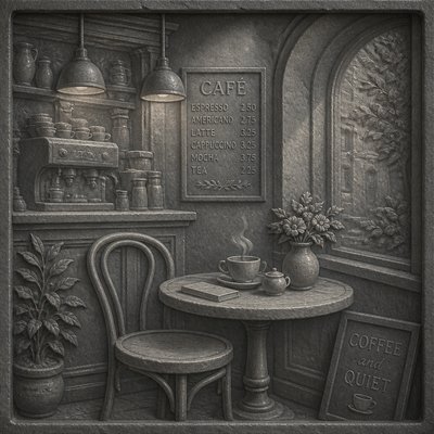cozy cafe interior with warm lighting