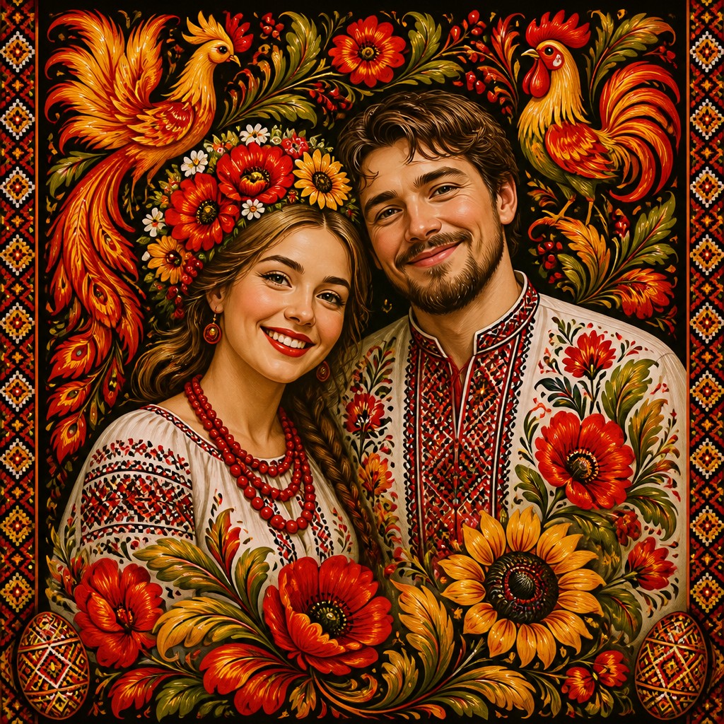 portrait of two people together — Ukrainian Art Style