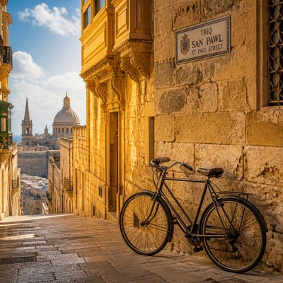 bicyle resting against a wall