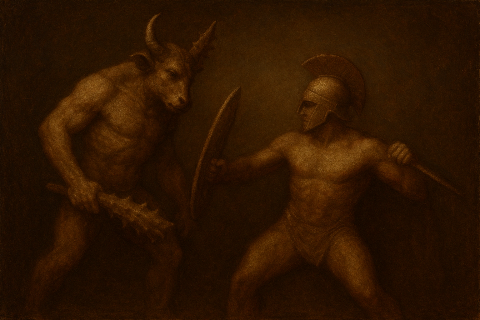 a painting of a man and a demon