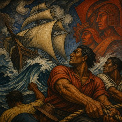 sailing ship on a stormy sea