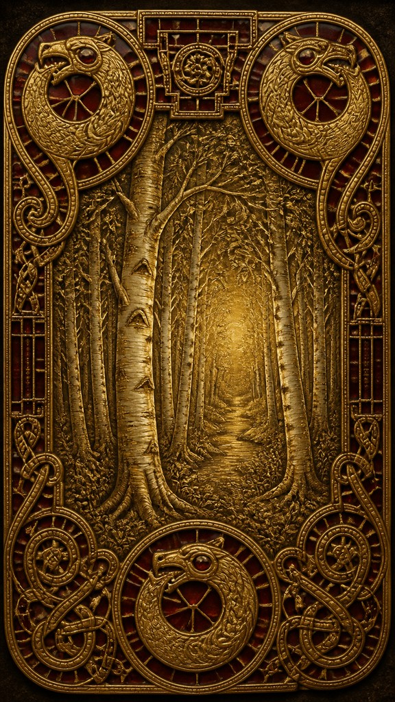 a serene birch forest in soft morning light, no people, no text