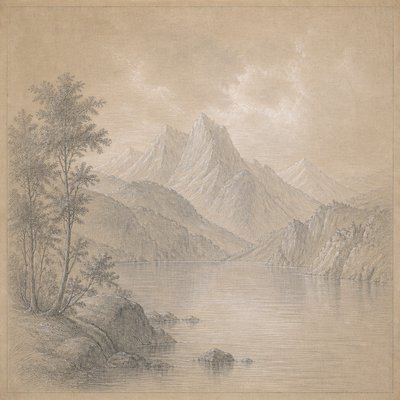 serene landscape with mountains and water