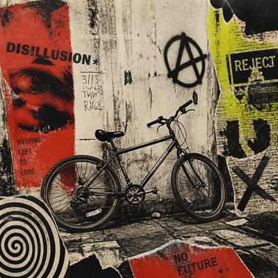 bicyle resting against a wall