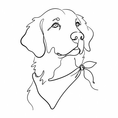 portrait of a golden retriever wearing a blue bandana, warm plain backdrop, no text