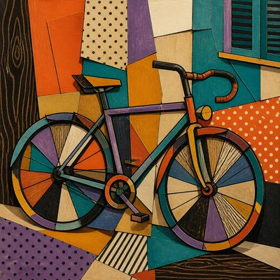 bicyle resting against a wall