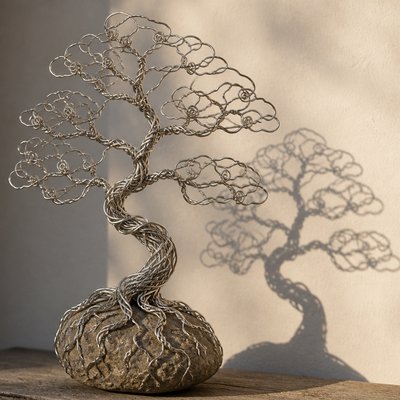 a tree in nature — Wire Art Style