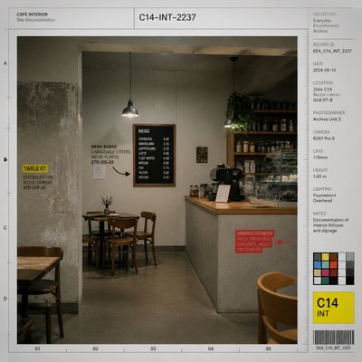 cozy cafe interior with warm lighting