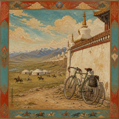 bicyle resting against a wall