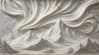 a flowing aurora over snowy peaks, wide sweeping composition, no people, no text