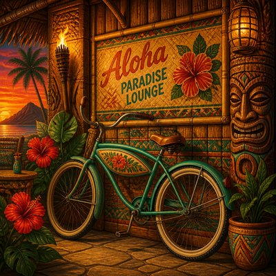 bicyle resting against a wall — Tiki Aesthetic