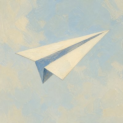 a paper plane, clean minimal composition on a plain background, no text