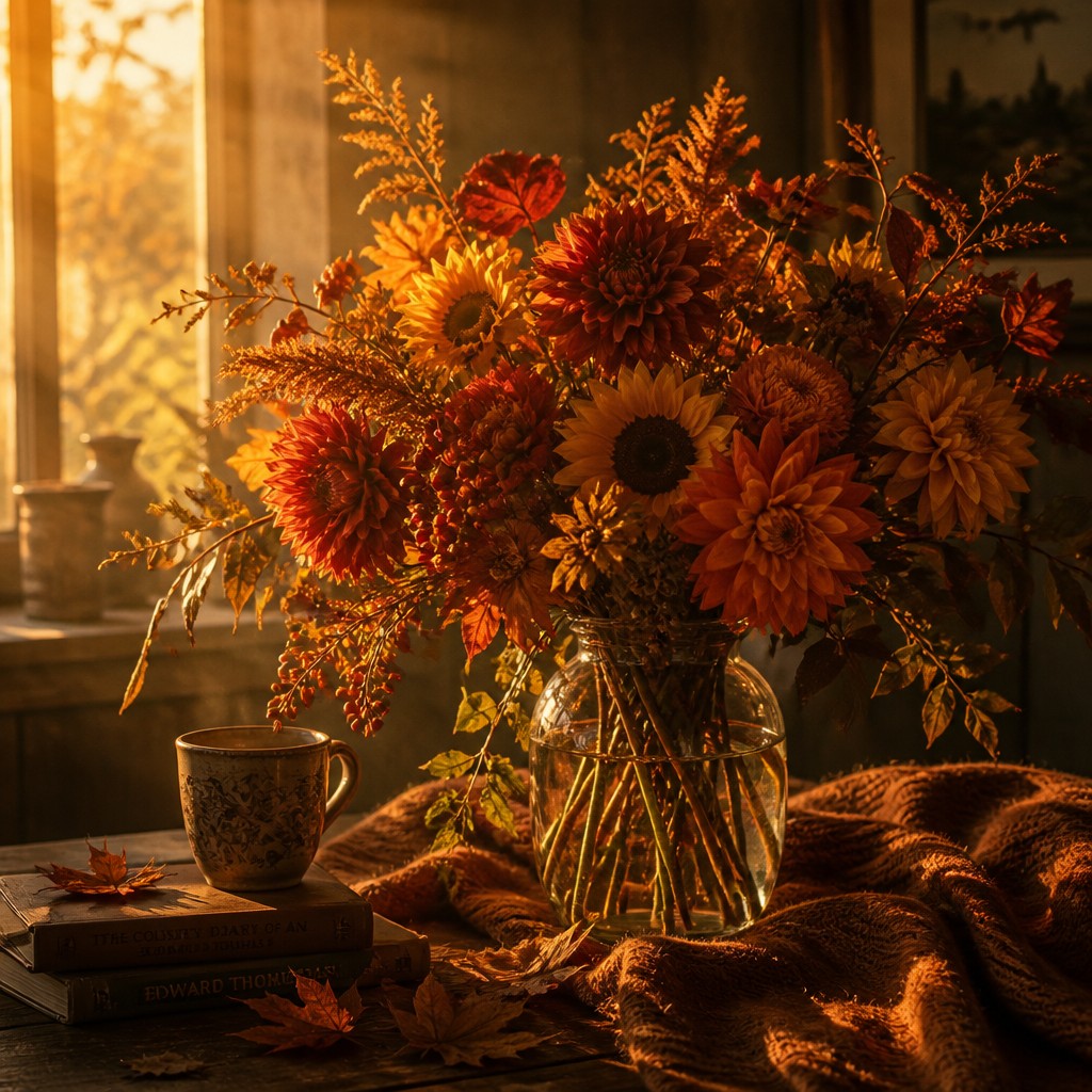 bouquet of flowers in a glass vase — Autumncore Aesthetic