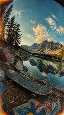 a tranquil mountain lake beneath a starry night sky, no people, no text