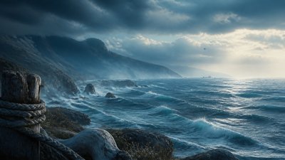 sweeping panoramic landscape with a dramatic sky