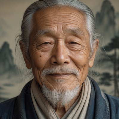 close-up portrait of an elderly person with expressive weathered features