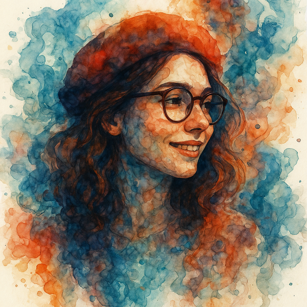a woman wearing glasses and a brown hat