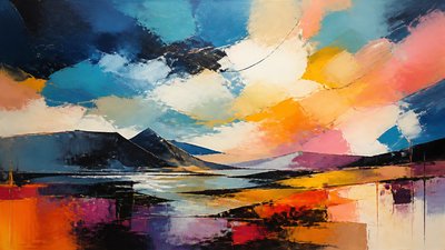 sweeping panoramic landscape with a dramatic sky