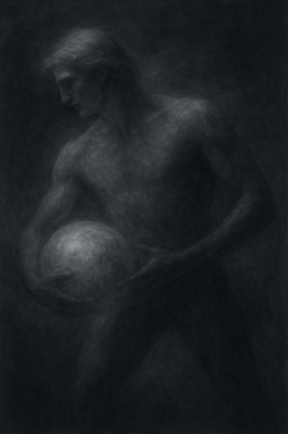 a black and white photo of a woman holding a ball