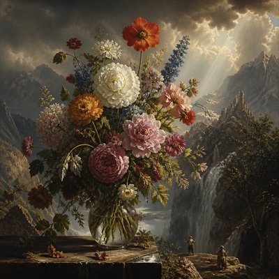 bouquet of flowers in a glass vase