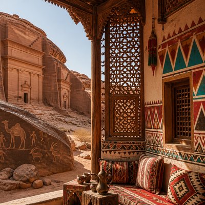 wide landscape with natural scenery — Saudi Art Style