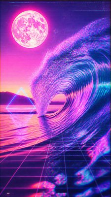an ocean wave curling under moonlight, no people