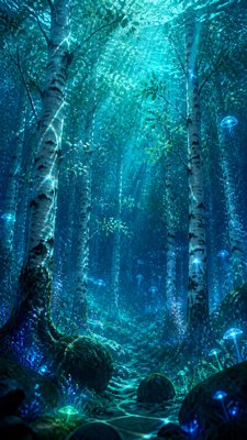 a serene birch forest in soft morning light, no people, no text