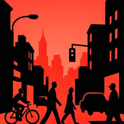 urban street with city activity
