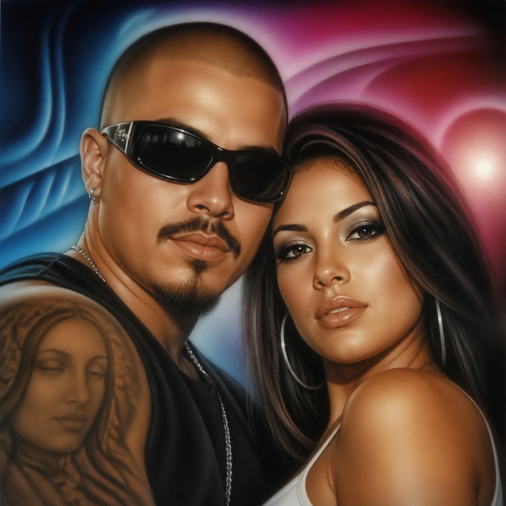 portrait of two people together — Airbrush Art Style