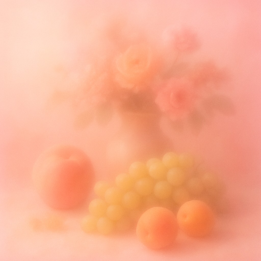 still life arrangement of fruits and flowers