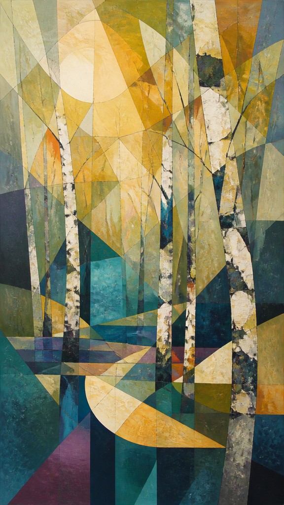 a serene birch forest in soft morning light, no people, no text