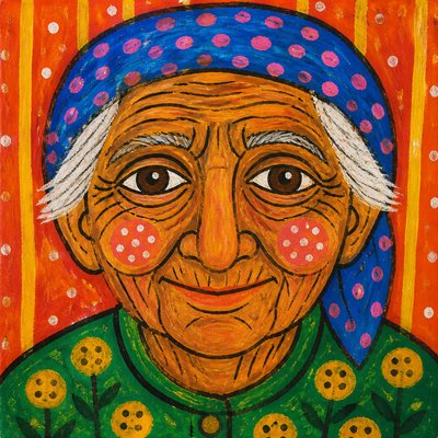 close-up portrait of an elderly person with expressive weathered features