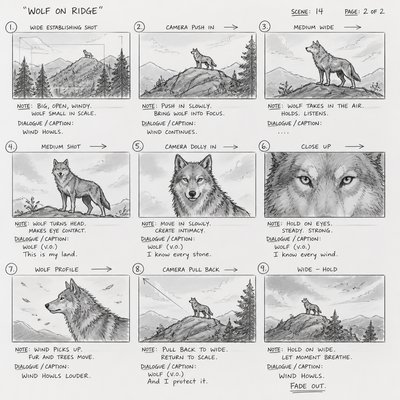 animal standing in natural pose — Storyboard Art Style